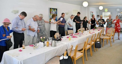 Family congregate in a restaurant in Vammen after Karen’s burial ceremony