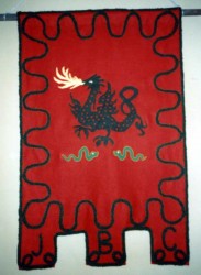 Banner with coat of arms, made by Karen for her grandson Joshua Cohen