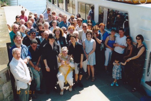 Birthday party guests on the quay at Hampton Court Palace prior to re-embarking, May 2001