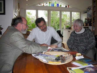 Edward Maeder and Philip Sykas with Karen in Walthamstow, 2014