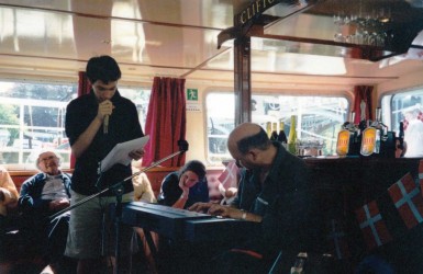 Jake and Alan perform a rap in Karen’s honour on her 80th birthday, May 2001