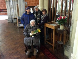 Karen with Alan, Katrina and Jenny Fitzgerald-Bond in Acton to see the Book of Remembrance which commemorates Karen’s late husband Norman, 2016