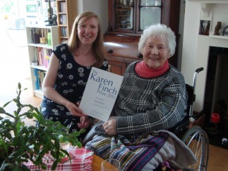 Karen in Walthamstow with Fiona Wain, recipient of the 2015 Karen Finch Prize