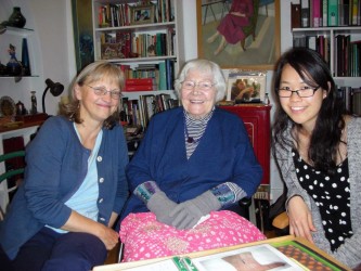Karen with Frances Lennard and Geraldine Sim, recipient of the Karen Finch Bursary, 2014