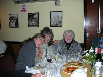 Karen with Jenny Fitzgerald-Bond and Peggy Metaxas in South Woodford for Jake’s 21st birthday, 2007