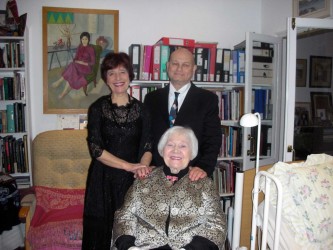 Karen with Katrina and Alan on the day the Balfour of Burleigh Tercentenary Prize was awarded to Karen, 2015