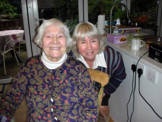 Karen with Louise Bacon in Walthamstow, 2014