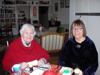 Karen with Mette Lise Røssing at home in Walthamstow, 2013
