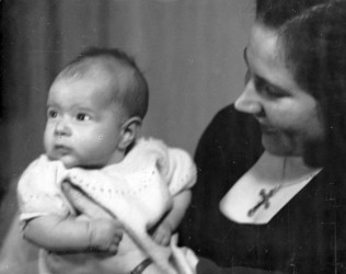 Karen with baby Katrina, 1948