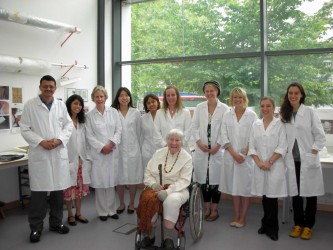 Karen with students and conservators at the TCC at Winchester on an open day, 2008