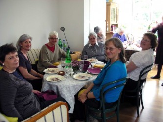 Karen’s friends celebrating her 89th birthday in Walthamstow