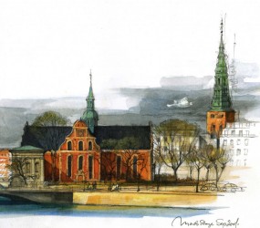 Painting of Holmens Kirke, Copenhagen