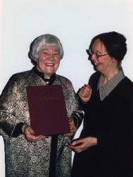 Santina Levey presenting Karen with her Festschrift, 2000