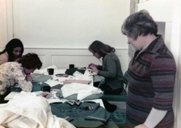 Students learning lacemaking on the Techniques course at the TCC