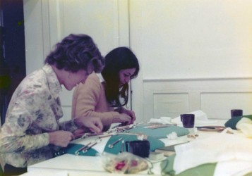Students learning lacemaking on the Techniques course at the TCC