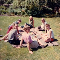 Team members in the garden at Nordhem